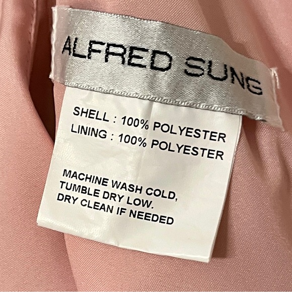 Alfred Sung Draped One-Shoulder Satin Maxi‎ Dress Pockets Toasted Sugar 4 AS IS - Picture 10 of 16